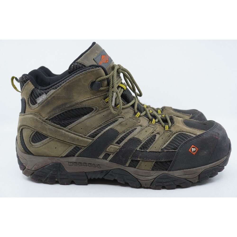 MERRELL Moab 2 Vent Mid Mens Size 15 Hiking Boots Work Brown Safety Toe Boot